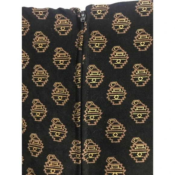 JM Collection Black Gold Paisley Geometric Print Midi Pencil Skirt Size 14 - Picture 6 of 7